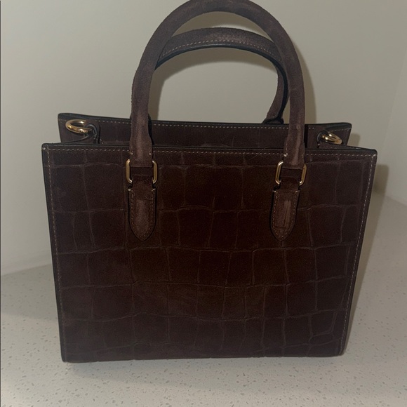 Coach Dark Brown Crocodile Embossed Maggie Tote - Picture 2 of 5